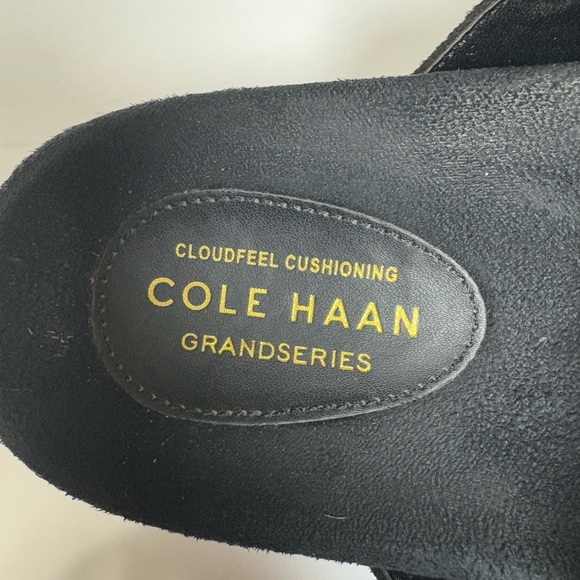 Cole Haan Black Suede Double-Strap Platform Sandals. Velcro Straps for Comfort. - Picture 11 of 13